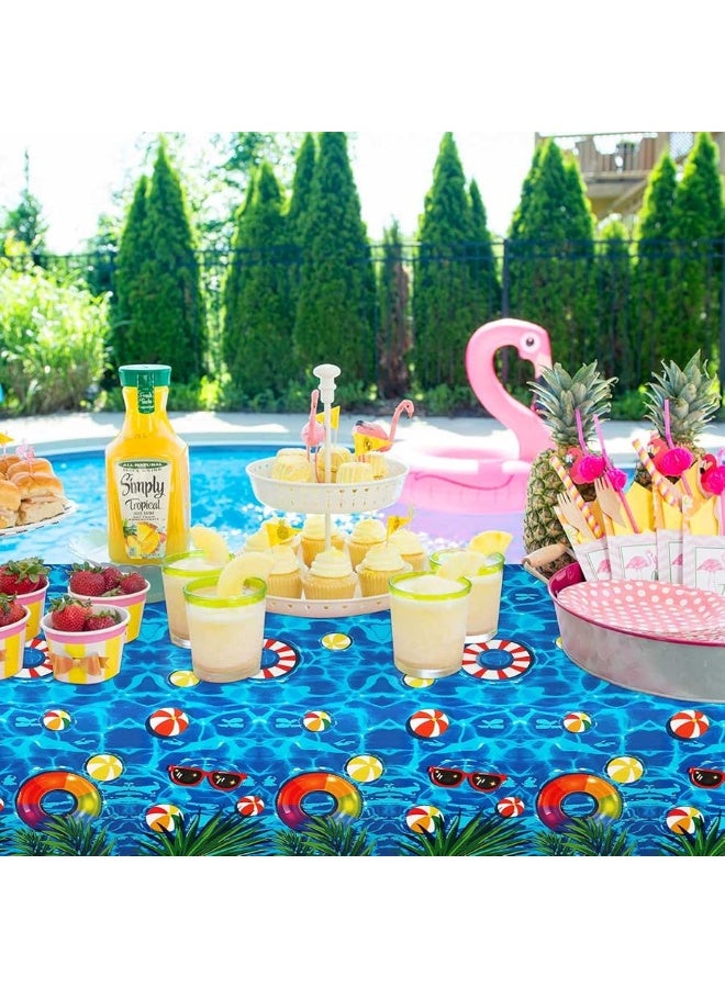 PHOGARY 3 Pieces Summer Beach Tablecloths Pool Party Table Covers Beach Ball Plastic Tablecloth Ocean Waves Tablecover for Pool Party Decorations - Image 3