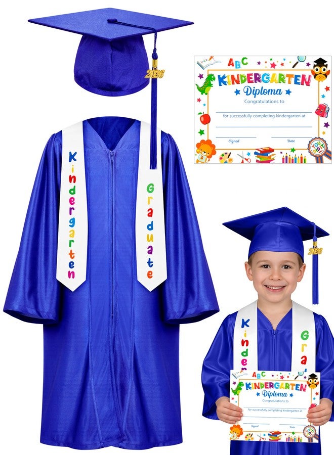 QZYL Kindergarten Graduation Cap and Gown Set, 2025 Kids Graduation Outfit with Tassel and Certificate for Kindergarten - Image 1
