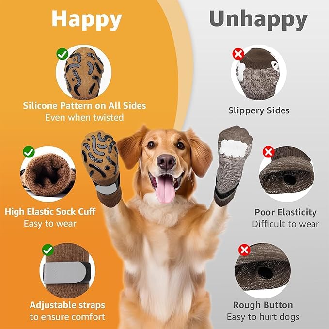 KUTKUT 4Pcs Non Slip Dog Socks with Grippers Prevent from Licking Paws, Anti-Slip Small Dogs Grip Socks for Senior Dogs on Hardwood Floor (Size:- XS: L*W: 12cm*4cm) - Image 5