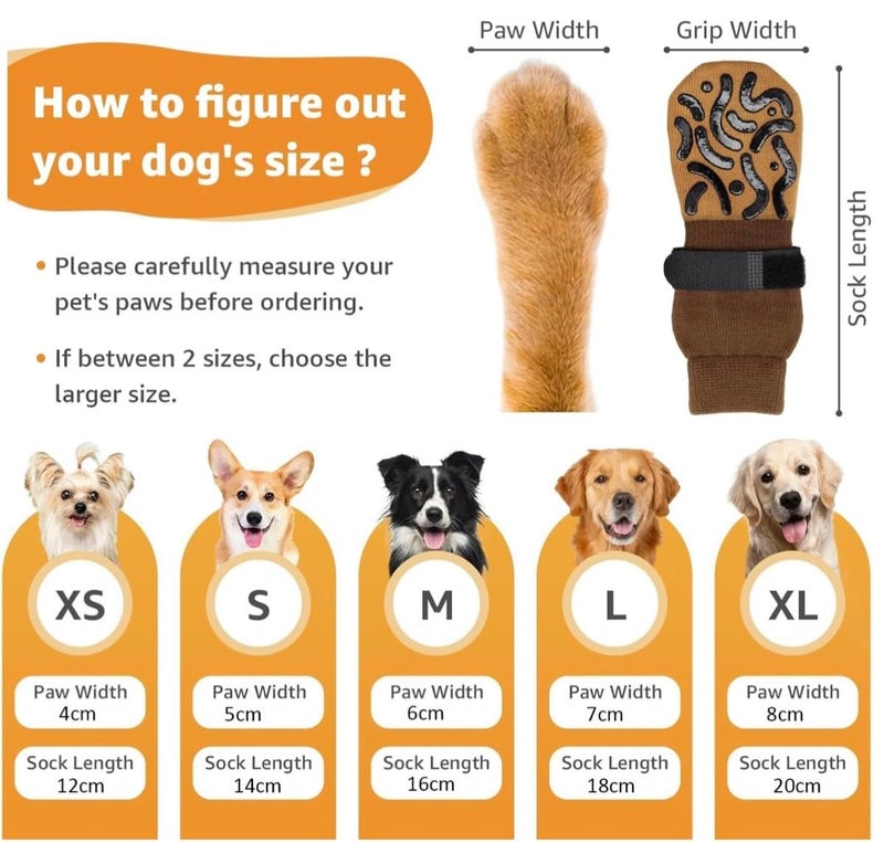 KUTKUT 4Pcs Non Slip Dog Socks with Grippers Prevent from Licking Paws, Anti-Slip Small Dogs Grip Socks for Senior Dogs on Hardwood Floor (Size:- XS: L*W: 12cm*4cm) - Image 4
