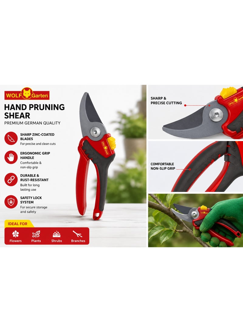 WOLF Garten Professional Hand Pruning Shears | Zinc-Coated SK5 Steel Blades | Ergonomic Non-Slip Grip Garden Secateurs | Heavy Duty Pruner for Flowers, Plants, Shrubs & Branches - Image 2