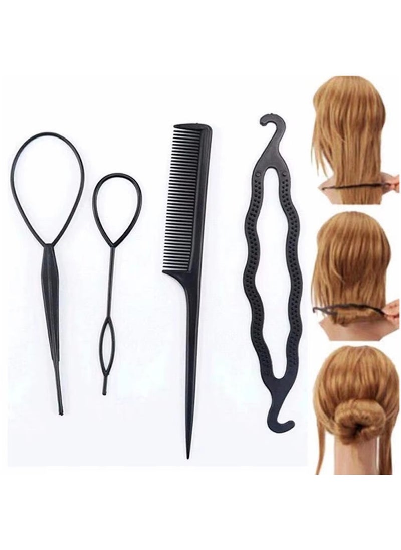 Huitich 4 Pcs Hair Topsy Tail Tool Set – Black  - Image 2