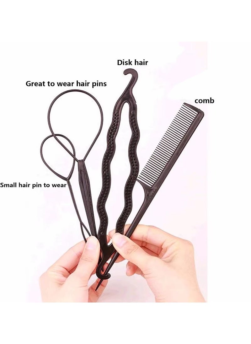 Huitich 4 Pcs Hair Topsy Tail Tool Set – Black  - Image 3