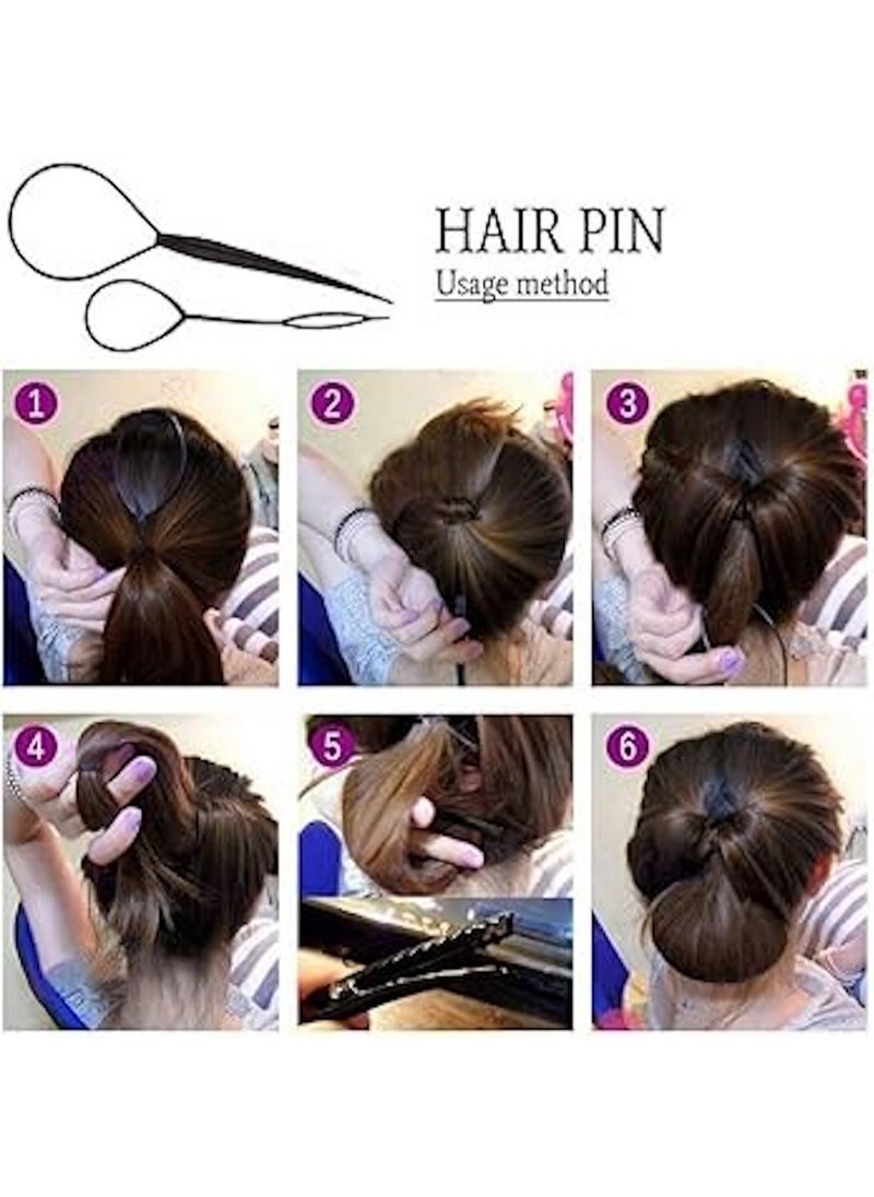 Huitich 4 Pcs Hair Topsy Tail Tool Set – Black  - Image 4