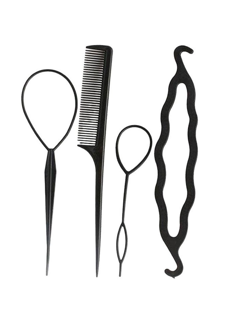Huitich 4 Pcs Hair Topsy Tail Tool Set – Black  - Image 1