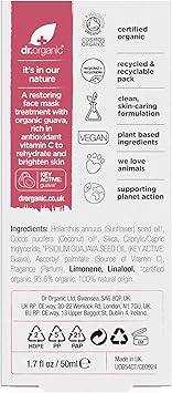 dr.organic قناع وجه در أورجانيك بالجوافة فيتامين سي لتفتيح البشرة للرجال والنساء طبيعي نباتي خالي من القسوة خالي من البارابين SLS 50 مل قد يختلف التغليف - Image 2