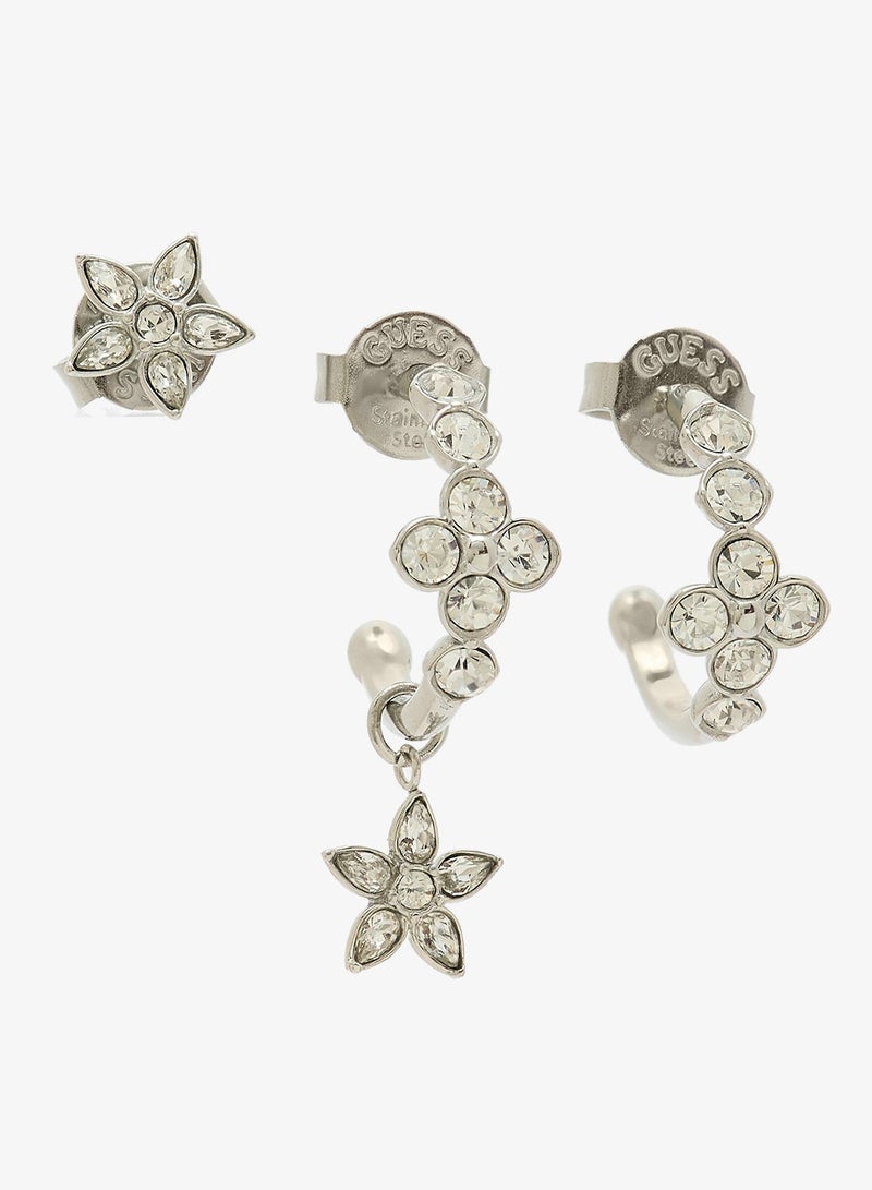 GUESS Crystal Flowers Earrings Set - Image 2