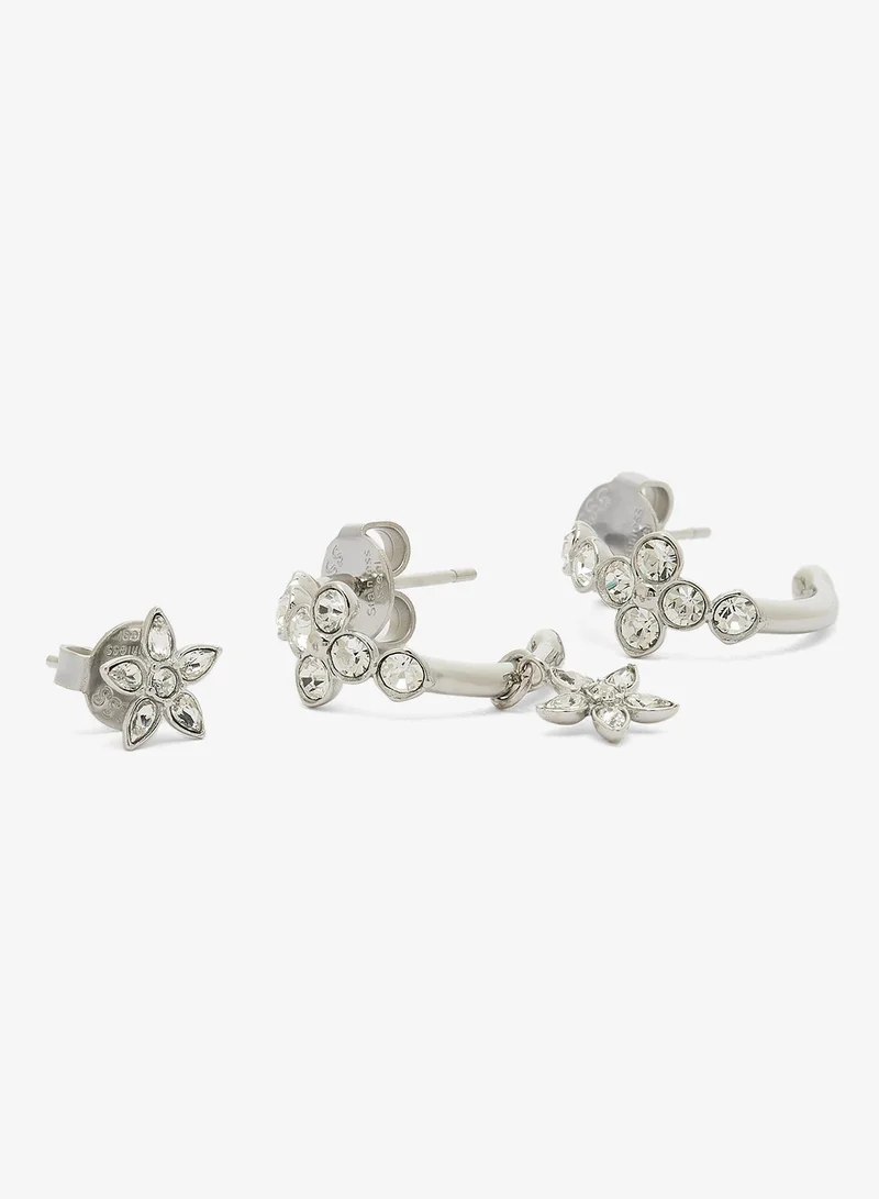 جس طقم أقراط زهور كريستالية