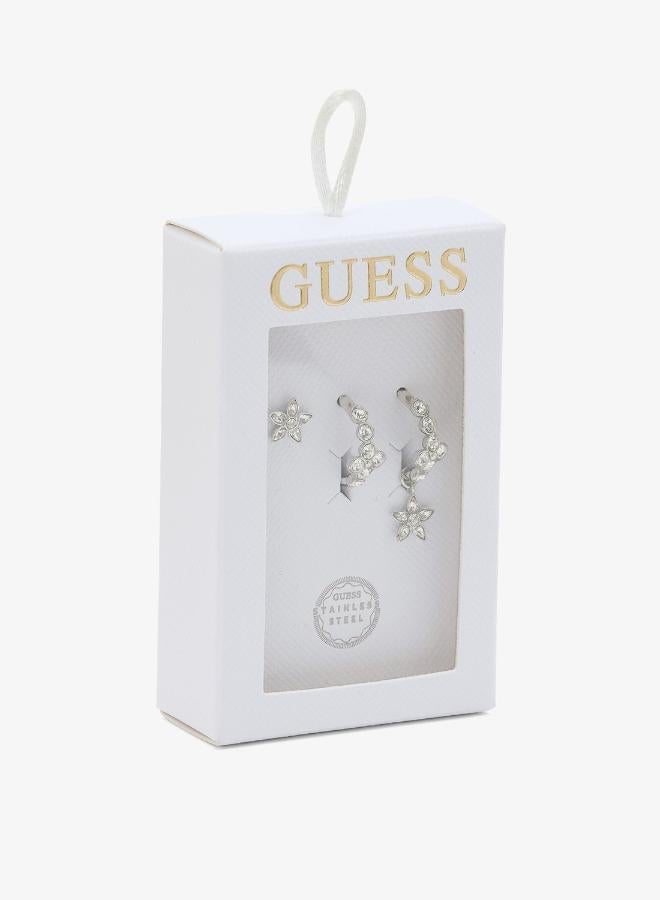 GUESS Crystal Flowers Earrings Set - Image 4
