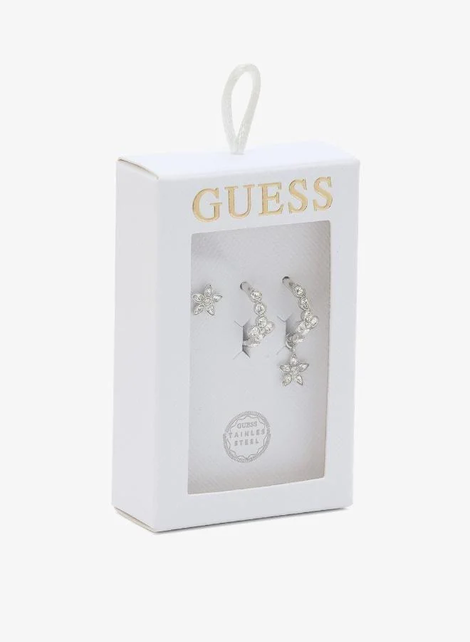 GUESS  Crystal Flowers Earrings Set for Women | Best Price UAE