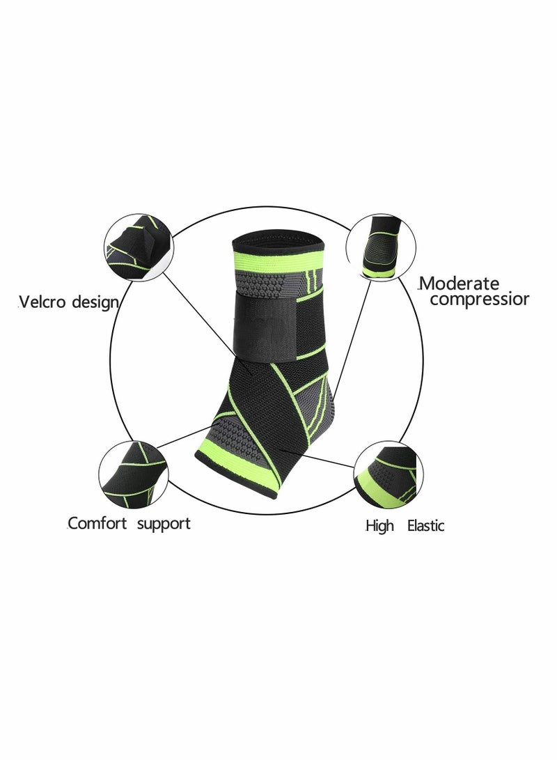 Excefore Ankle Braces, Adjustable Compression Ankle Support Men & Women, Strong Ankle Brace Sports Protection, Stabilize Ligaments-Eases Swelling and Sprained Ankle (Large, Green, 2PCS)  - Image 3