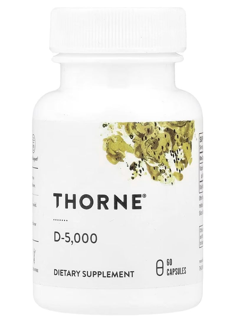 Thorne D-5,000, 60 Capsules (125 mcg per Capsule - Image 1