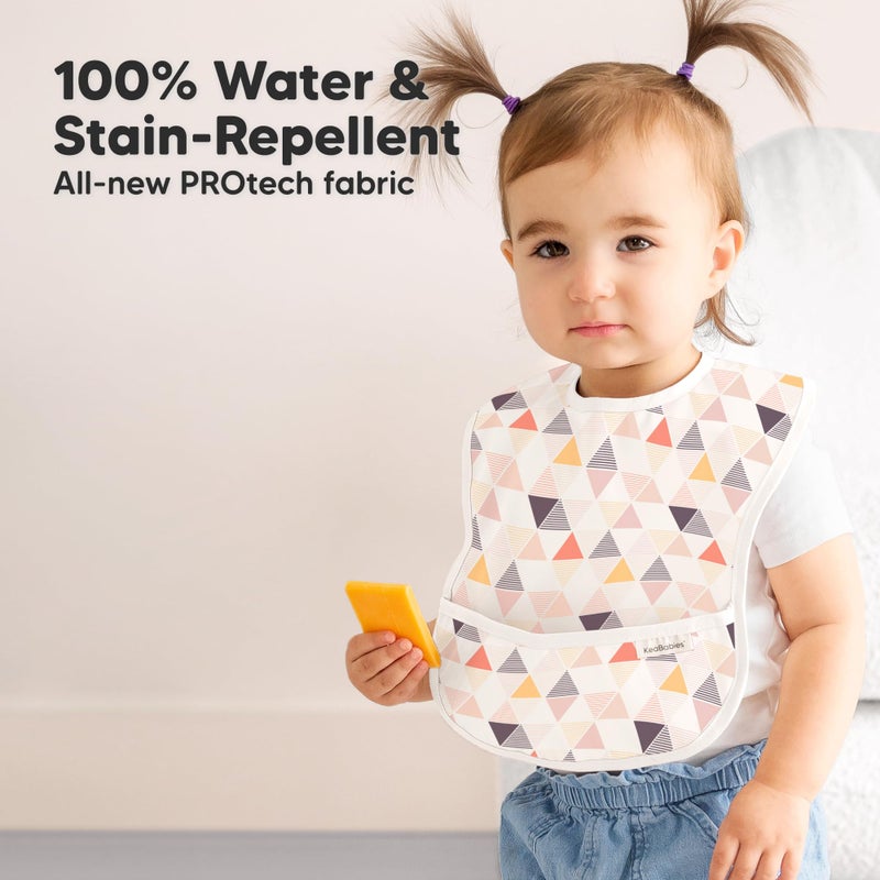 KeaBabies 3-Pack Waterproof Baby Bibs for Eating - Lightweight Toddler Feeding Bibs with Large Food Catcher, Mess Proof, Food-Grade Baby Eating Essentials, Easy to Put On & Clean (Prism) - Image 2
