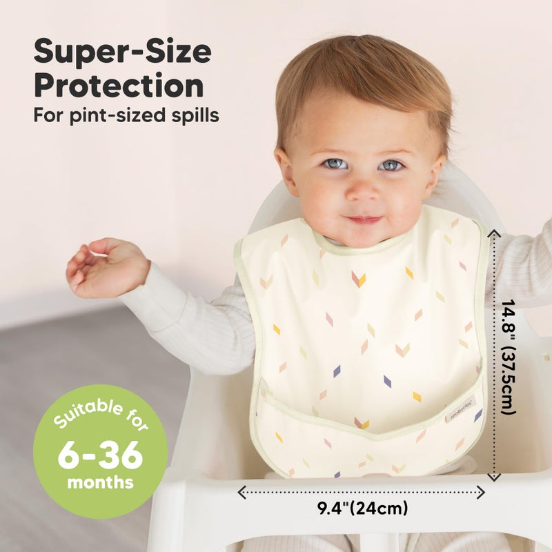 KeaBabies 3-Pack Waterproof Baby Bibs for Eating - Lightweight Toddler Feeding Bibs with Large Food Catcher, Mess Proof, Food-Grade Baby Eating Essentials, Easy to Put On & Clean (Prism) - Image 3