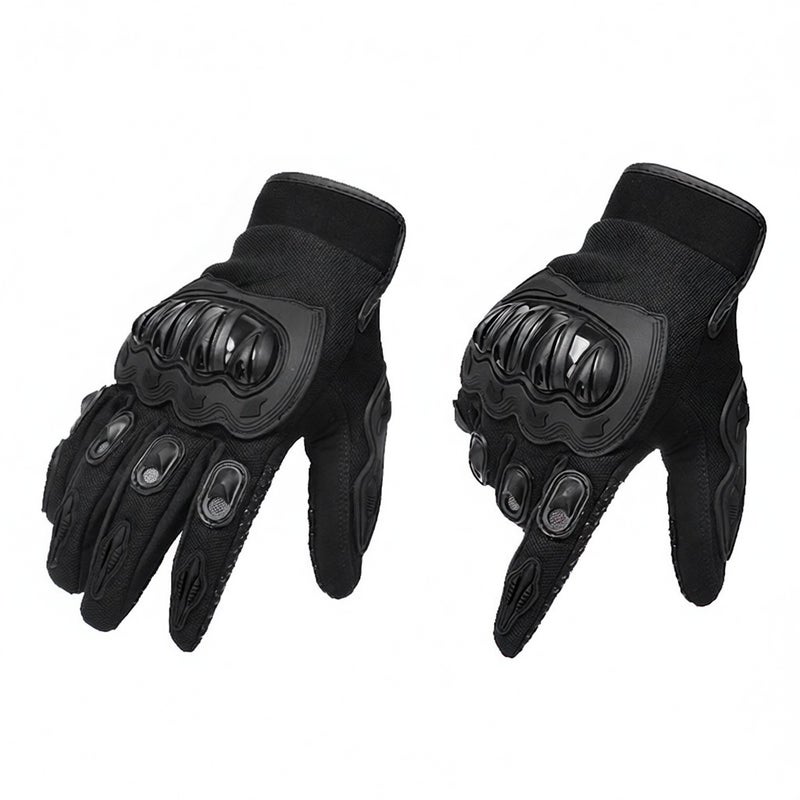 Men’s Motorcycle Gloves Black M: High-quality Mesh Fabric Wear-resistant Breathable - Touch Screen Three-finger Design Reinforced Palm for Motorbike Racing Outdoor Cycling - Image 1