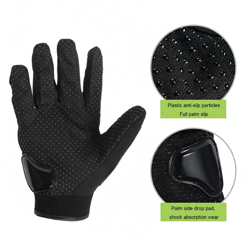 Men’s Motorcycle Gloves Black M: High-quality Mesh Fabric Wear-resistant Breathable - Touch Screen Three-finger Design Reinforced Palm for Motorbike Racing Outdoor Cycling - Image 4