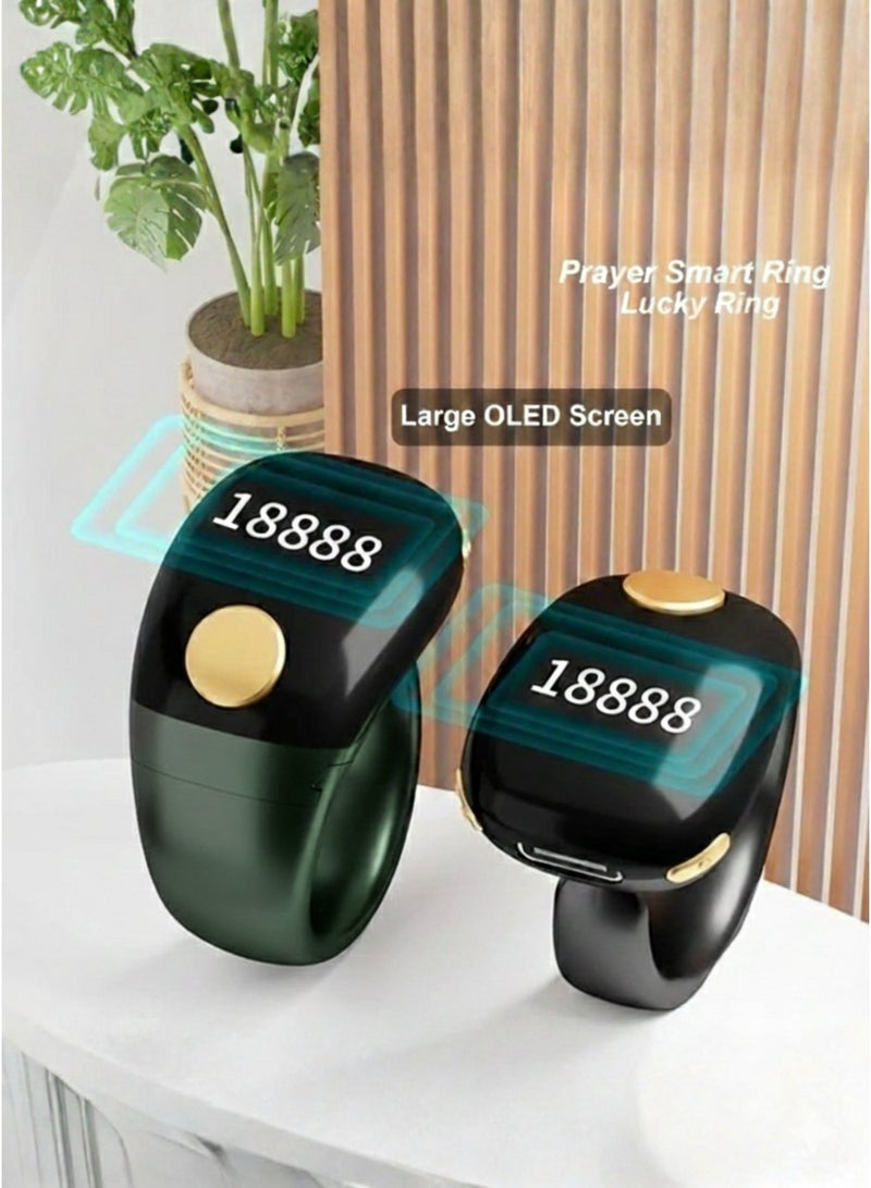 Bei Qi Tasbih Zikr Smart Ring Adjustable Digital Tasbeeh Counter with App Support, Replaceable Sizes 18/20/22mm, Bluetooth Smart Dhikr Ring, Waterproof OLED Display Muslim Prayer Counter, Electronic Rosary, Lightweight Islamic Smart Wearable – Ramadan & Eid Gift for Men & Women, Green - Image 5