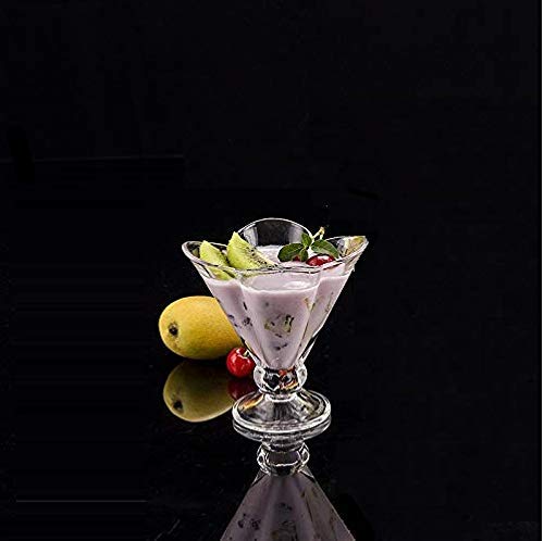WQR 150 ml Flower Design Glass Dessert Bowls Ice Cream Cup Home Restaurants and Parties Set of 4 Q ICE Bowl 4 - Image 5
