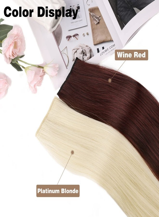 WECAN Straight Clip in Hair Extension Wine Red 22 Inch 6PCS Long Straight Hairpieces for Women Thick Synthetic Fiber Double Weft Hair Full Head - Image 4