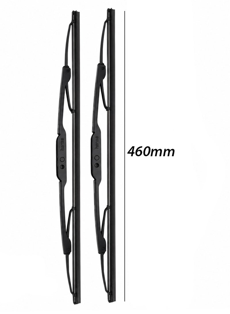 HANSA 18 Inch (460mm) Universal Car Windshield Wiper Blade Pair, Professional Grade Natural Rubber Wiper Blades, Streak Free Windshield Cleaning, All Season Rain Wiper, Metal Frame, Silent Wiping, Clear Visibility, Durable Replacement Blade for Cars, SUVs, Sedans, Purpose: Windshield Cleaning & Safe Driving Erpc WP 10046 . - Image 3