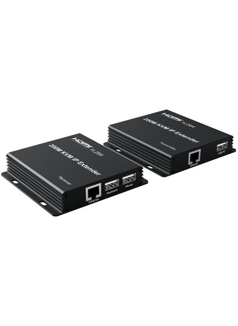 200m HDMI KVM IP Network Cable Extender H.264 Mouse Keyboard Extender US Plug(Black)