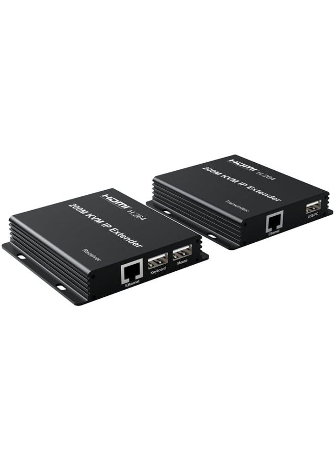 Generic - 200m HDMI KVM IP Network Cable Extender H.264 Mouse Keyboard Extender US Plug(Black) - Image 1