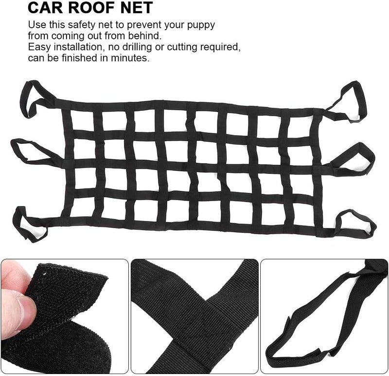 Multifunction Car Roof Net Soft Hammock Tailgate Cargos Mesh Storage Organizer Fits YJ TJ JK JL Universal Black Nylon - Image 4