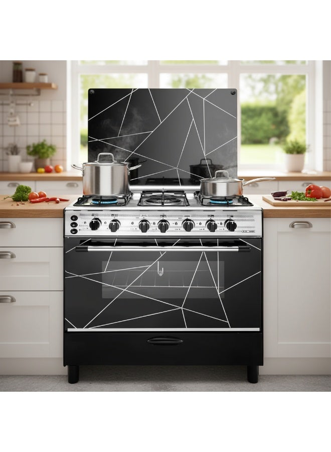 Union Gas Black and Silver Cooker 5 Burners 90x60cm - Image 2