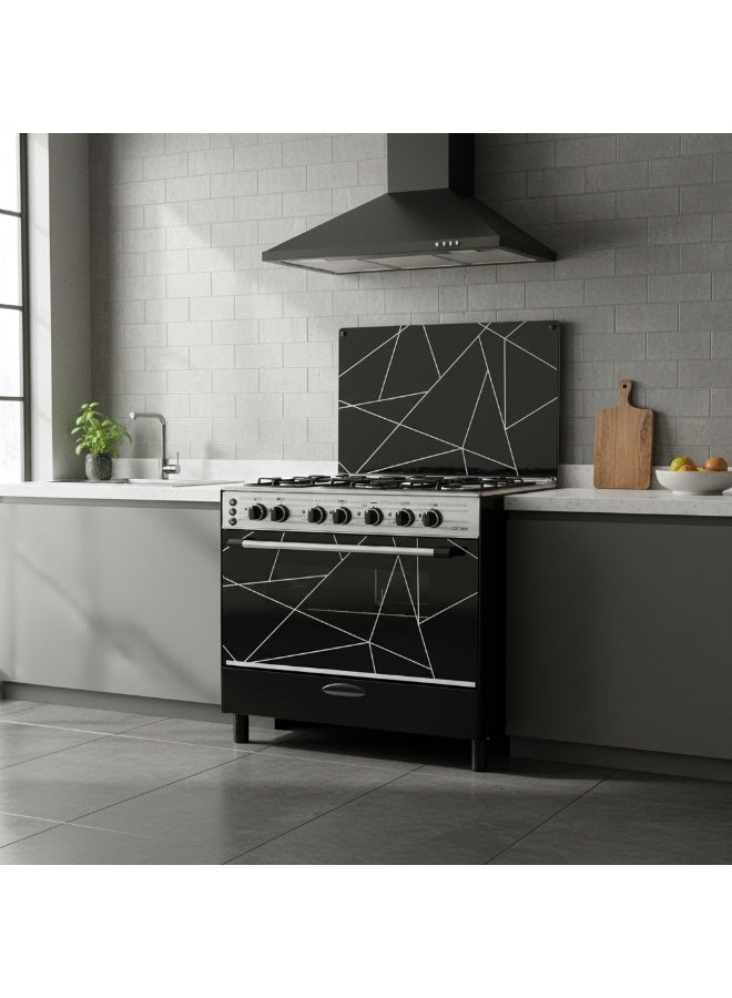 Union Gas Black and Silver Cooker 5 Burners 90x60cm - Image 3