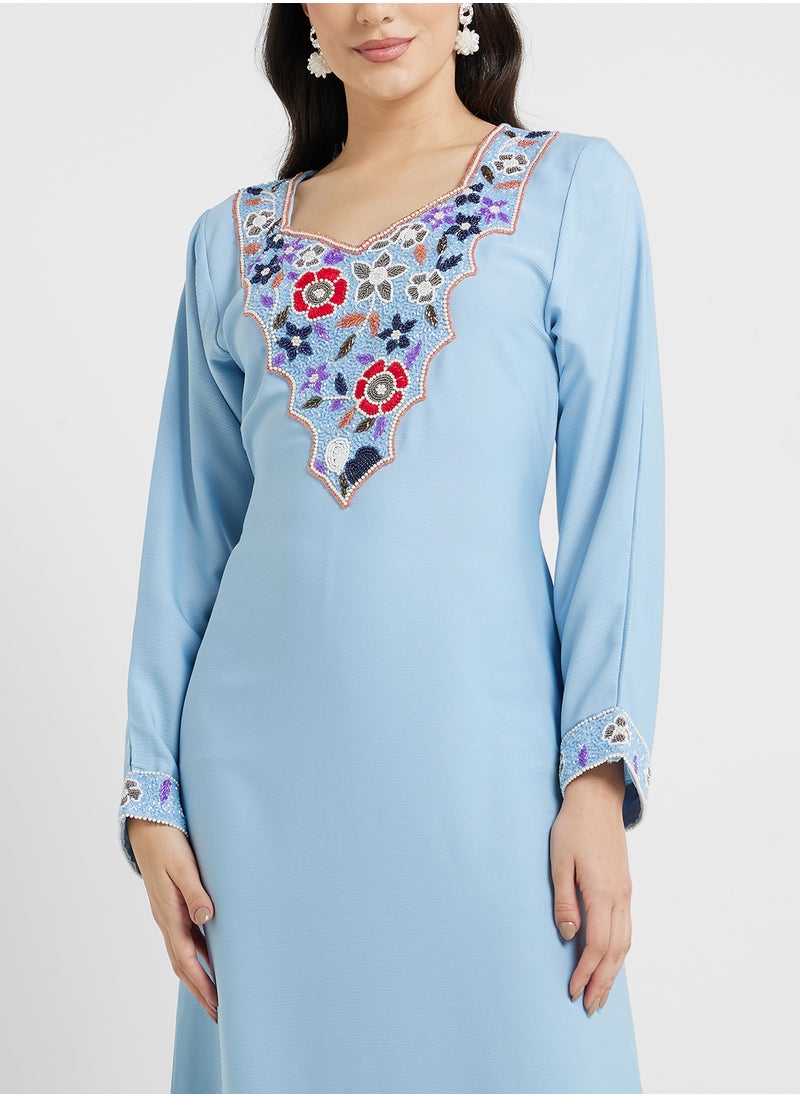 ARABIAN CLOSET Embellished Belted Jalabiya  - Image 3