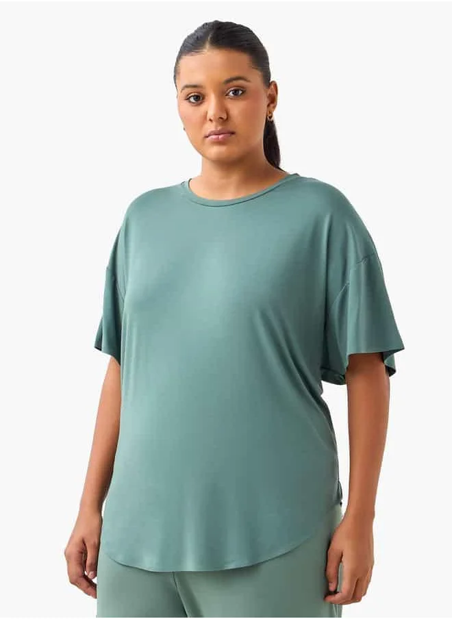 ADOT Drop Shoulder T-shirt with Round Neck