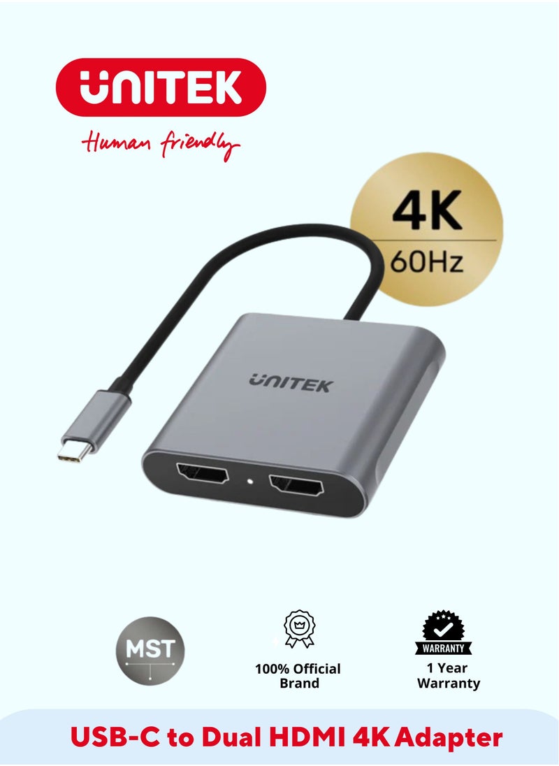UNITEK - USB-C to Dual HDMI 4K Adapter - Image 1