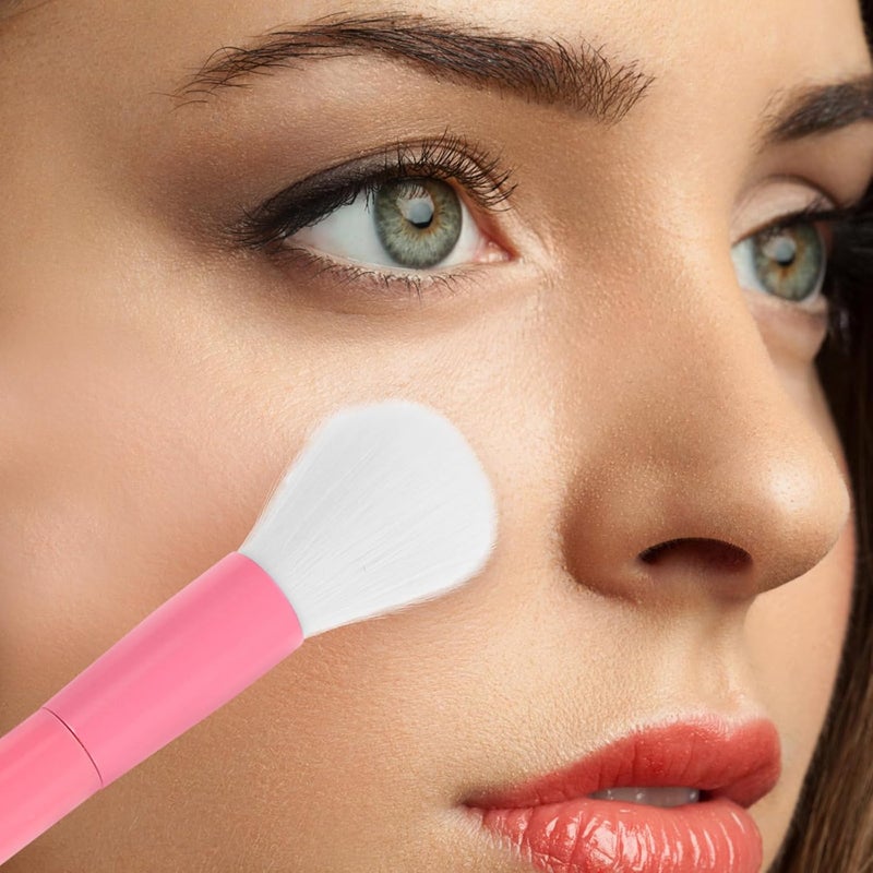 Double Head Nose Contour Makeup Brush and Liquid Foundation Brush U-shaped Face Powder for Professional Face Contouring Pink Color for Women - Image 4