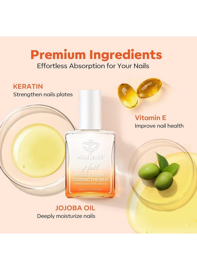 modelones - modelones Nail Strengthener, 8-in-One Nail Ridge Filler Base Coat Nail Polish Repair Nail Growth Treatment for Thin and Damaged Nails, Pure Bliss, 15ml - Image 1