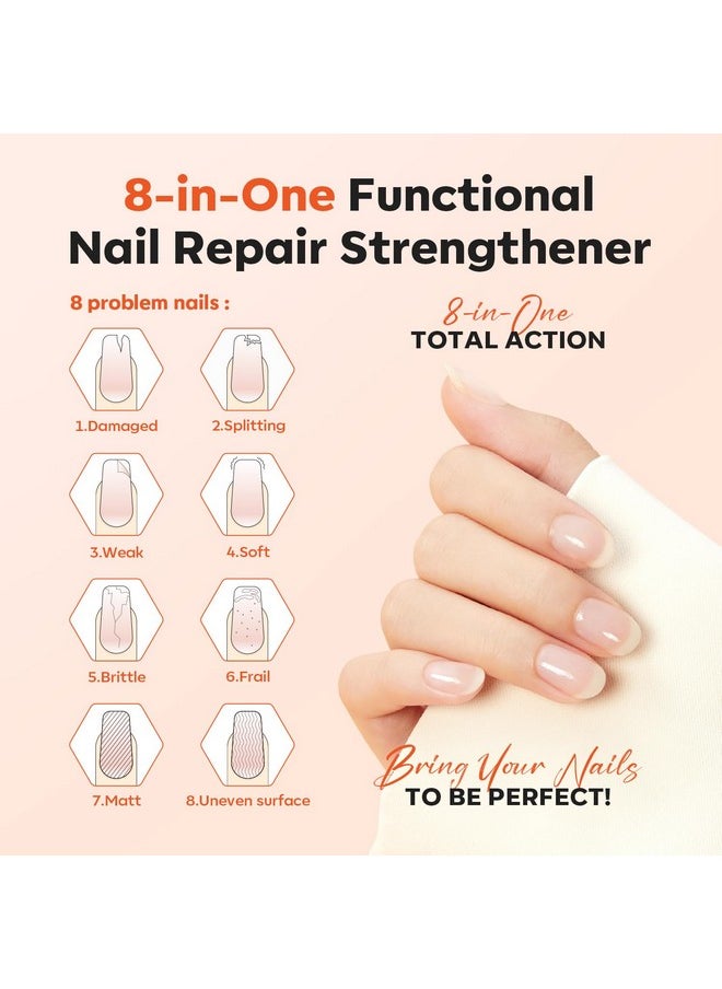 modelones - modelones Nail Strengthener, 8-in-One Nail Ridge Filler Base Coat Nail Polish Repair Nail Growth Treatment for Thin and Damaged Nails, Pure Bliss, 15ml - Image 1