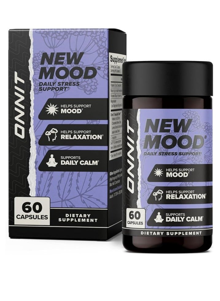 New Mood® - مكملات الإجهاد اليومي والمزاج والنوم والسيروتونين - 60 كبسولة