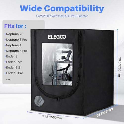 ELEGOO غطاء طابعة ثلاثية الأبعاد من إيليغو، مقاوم للحريق والغبار، خيمة درجة حرارة ثابتة لطابعة نبتون 3 برو/نبتون 4/نبتون 4 برو/أندر 3/أندر 3 V2/أندر 3 S1/كوبرا 2 - Image 3