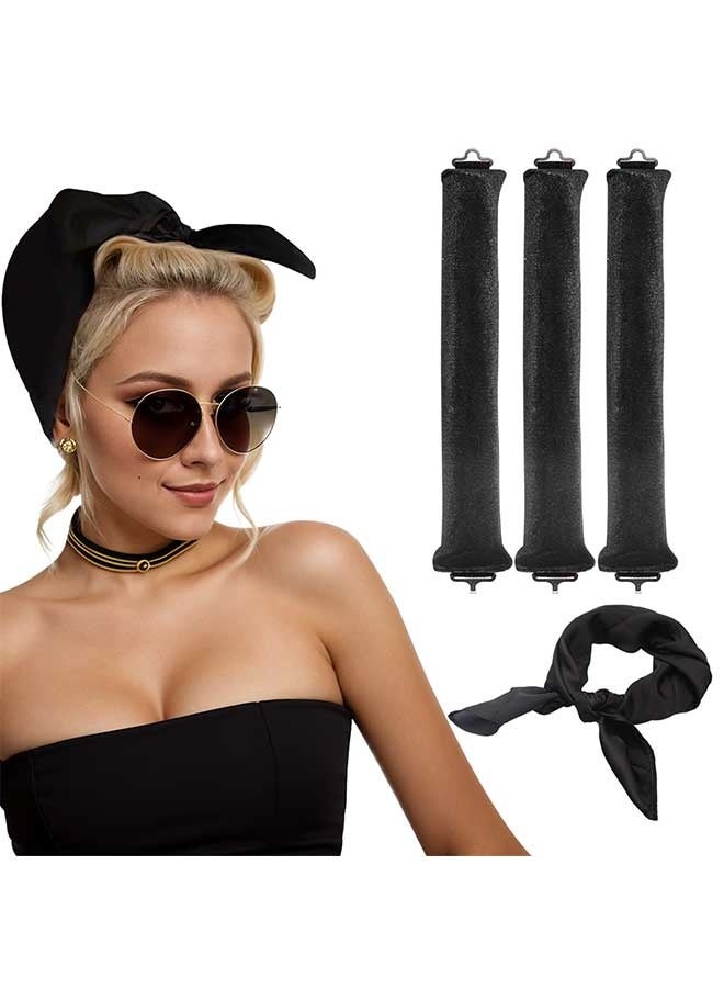 HOME-MART Overnight Heatless Hair Curlers with Silk Head Scarf- HOME-MART Jumbo Size Curling Rods for Long, Voluminous Waves - No Heat Blowout Effect - Ideal for Women’s Hair Styling, One Size Fits Al
