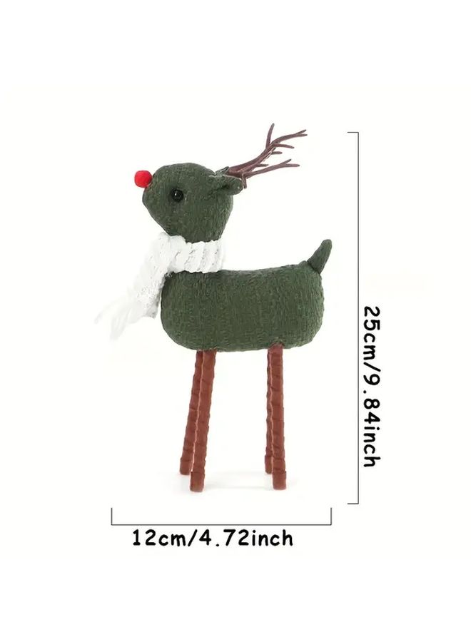 White Handmade Plush Swedish Reindeer Elk Christmas Decoration with Scarf - Image 2