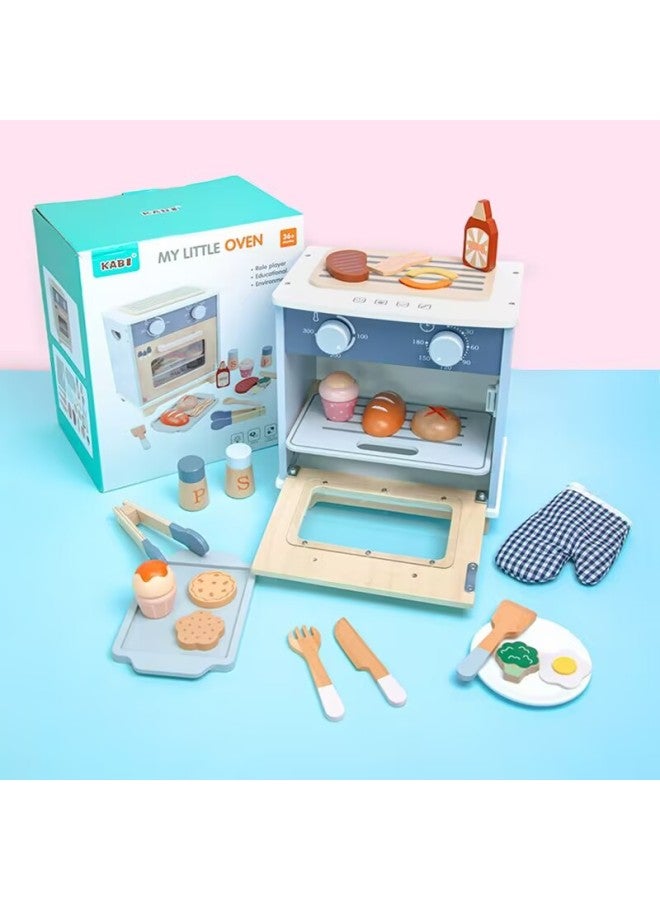 Play House Simulation Afternoon Tea Kitchenware Wooden Children's Dessert Shop Ice Cream Cake Boys And Girls Educational Toys-Color:Fg-morandi Oven - Image 1