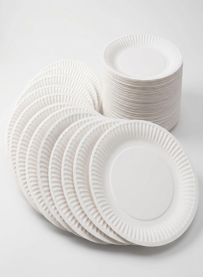 TLAPS 9 Inch White Heavyweight Grease-Resistant Coated Paper Plates 125-Pack Commercial Eco-Friendly Disposable for Restaurants, Catering, and Food Service - Image 2