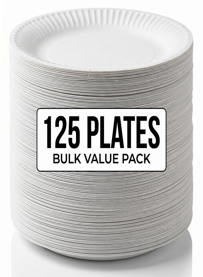 TLAPS 9 Inch White Heavyweight Grease-Resistant Coated Paper Plates 125-Pack Commercial Eco-Friendly Disposable for Restaurants, Catering, and Food Service - Image 3
