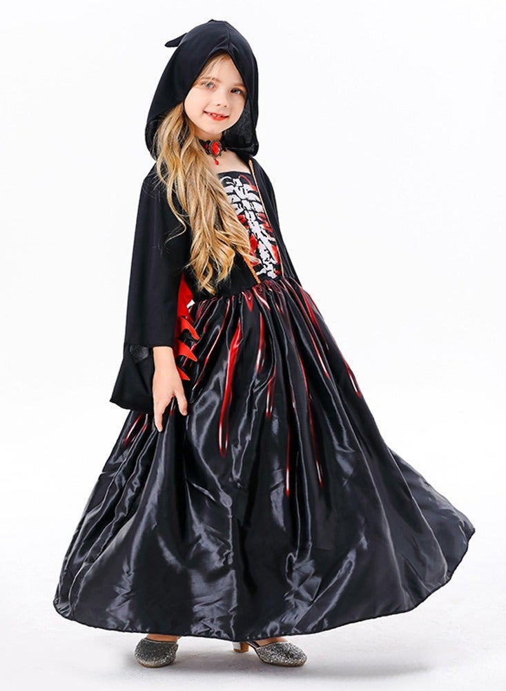 Witch costume girl  cosplay party black horror with necklace - Image 2