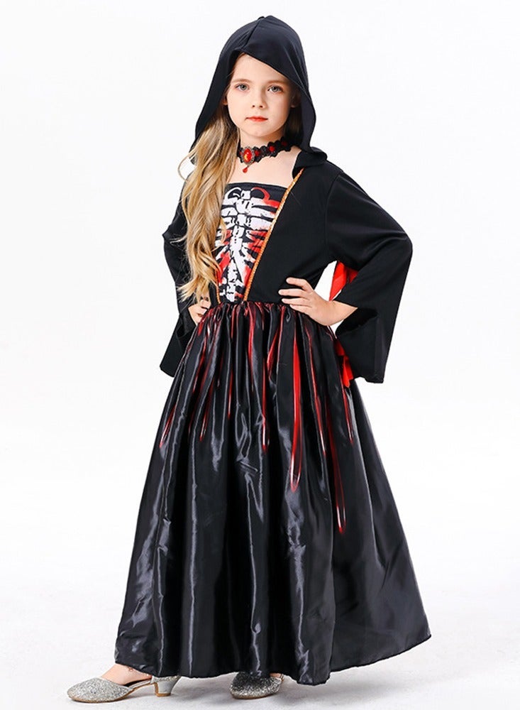Witch costume girl  cosplay party black horror with necklace - Image 5