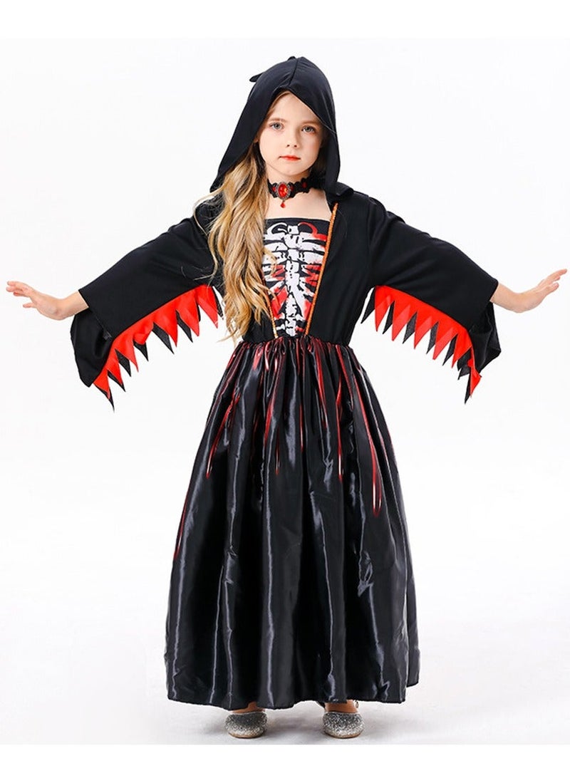 Witch costume girl  cosplay party black horror with necklace - Image 3