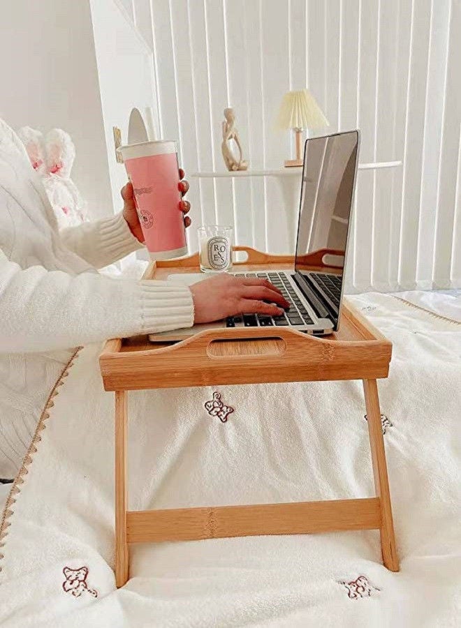 Rahalife Multipurpose Adjustable Bamboo Bed Tray Table with Folding Legs  - Image 5