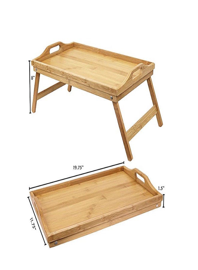 Rahalife Multipurpose Adjustable Bamboo Bed Tray Table with Folding Legs  - Image 2