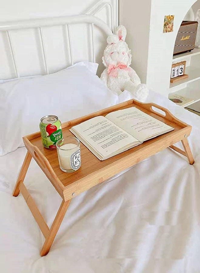 Rahalife Multipurpose Adjustable Bamboo Bed Tray Table with Folding Legs  - Image 3