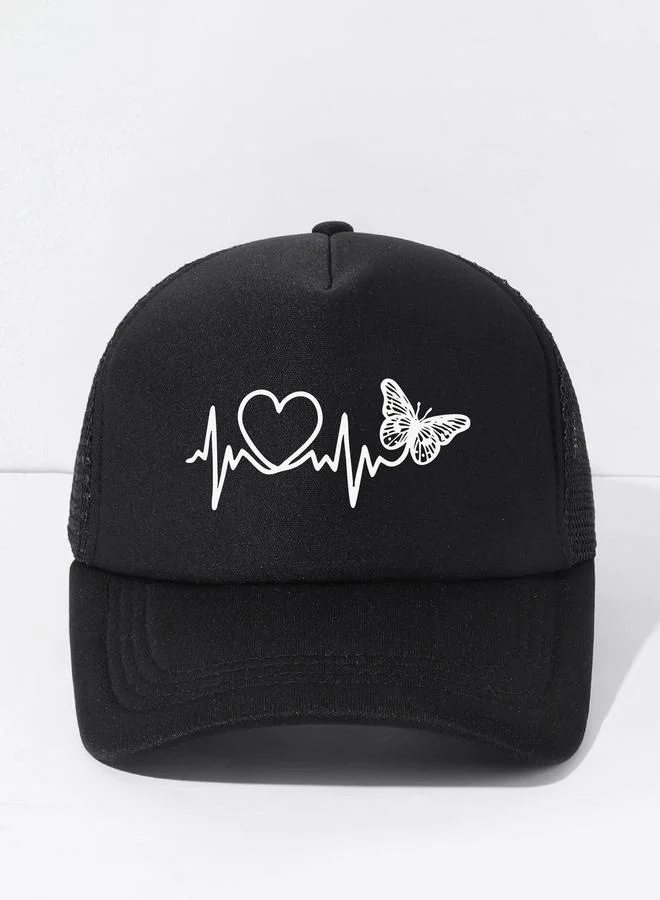 Take Two Heartbeat Butterfly Print Baseball Cap