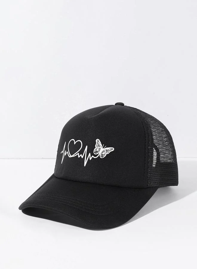 Take Two Heartbeat Butterfly Print Baseball Cap